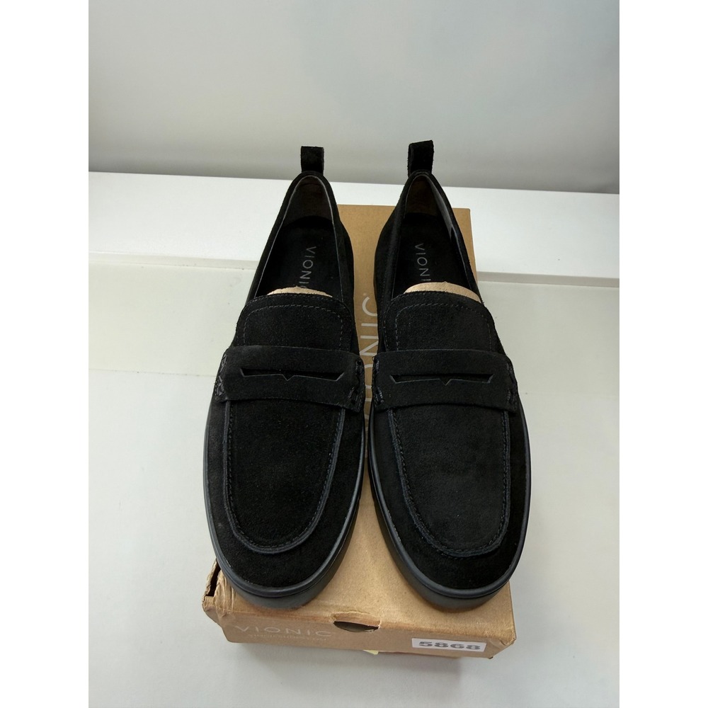 Vionic Uptown Loafer Black Suede Penny Slip On Shoes 16609L1001 Womens 9 NEW - Picture 2 of 6